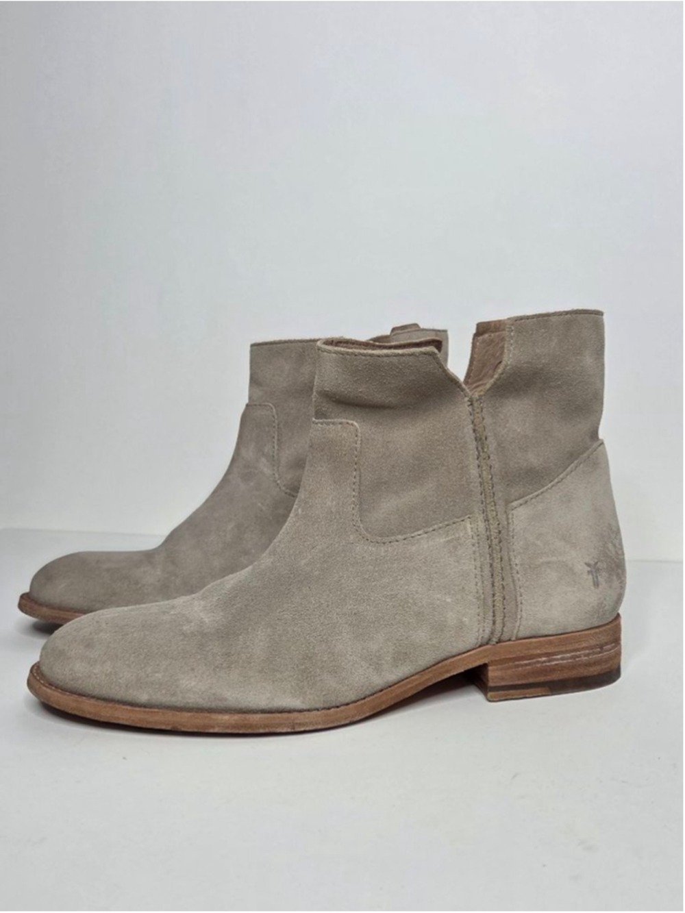 Frye Melissa Slouch Booties Ankle Boots Women's 8 Suede Beige Gray Milkshake